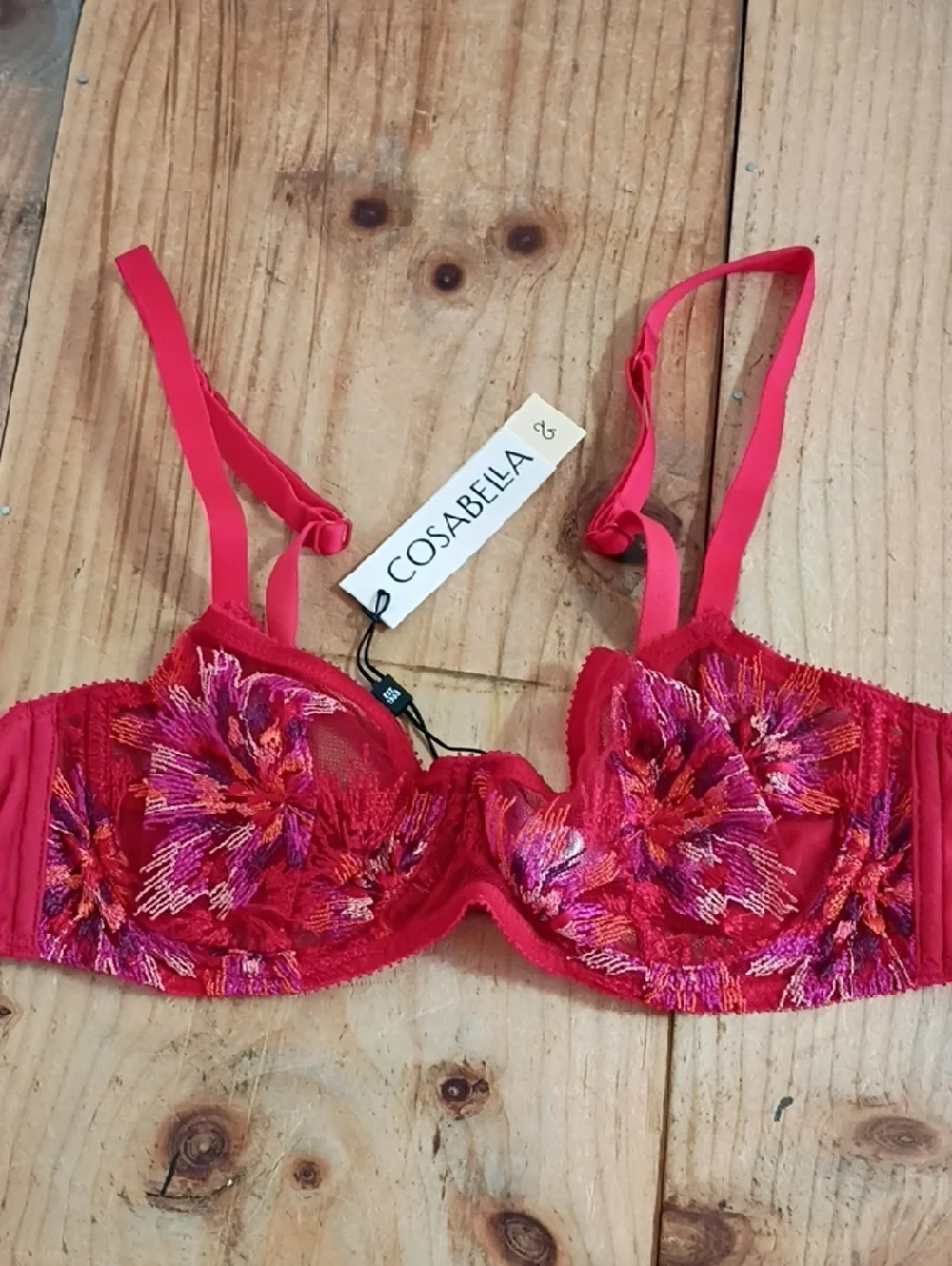 Cosabella Red Lace Maasai Balconette Bra Size 34B NWT Mystic Red